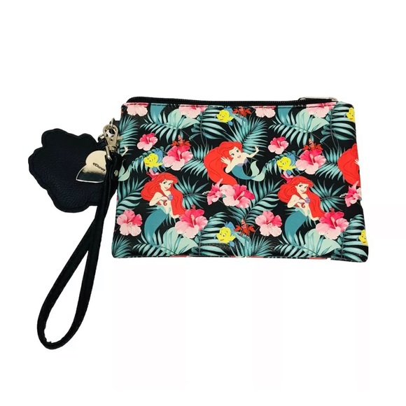 Disney Loungefly Little Mermaid Flounder Sebastian Wristlet Zipper Pouch - Picture 4 of 8